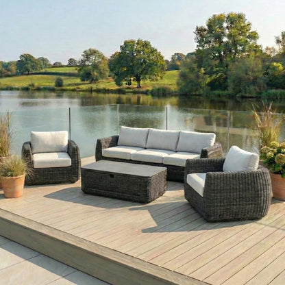Brodie Rattan 3 Seater Sofa Lounging Set in Harbour Grey