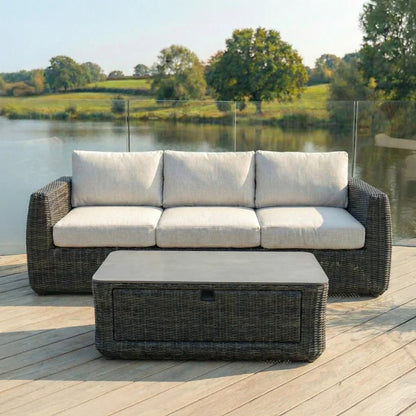 Brodie Rattan 3 Seater Sofa Lounging Set in Harbour Grey