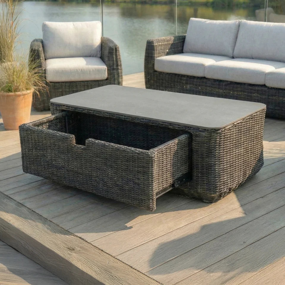 Brodie Rattan 3 Seater Sofa Lounging Set in Harbour Grey