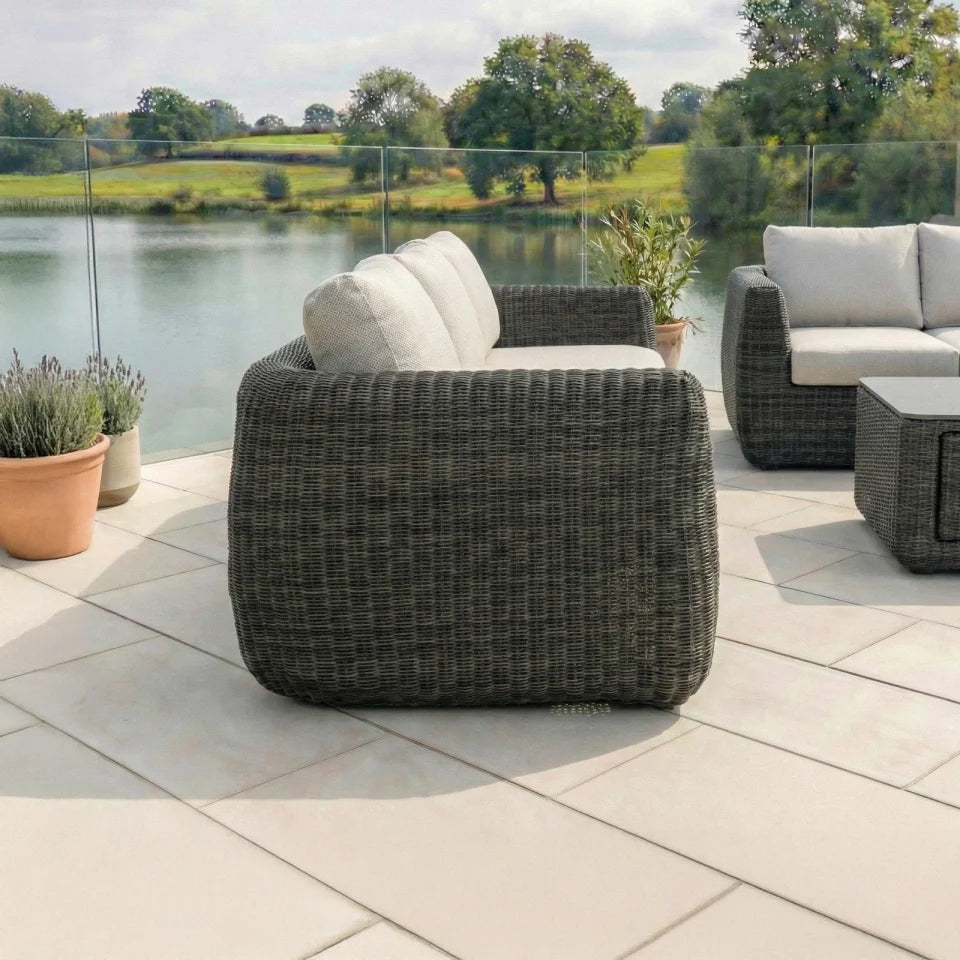 Brodie Rattan 3 Seater Sofa Suite Lounging Set in Harbour Grey