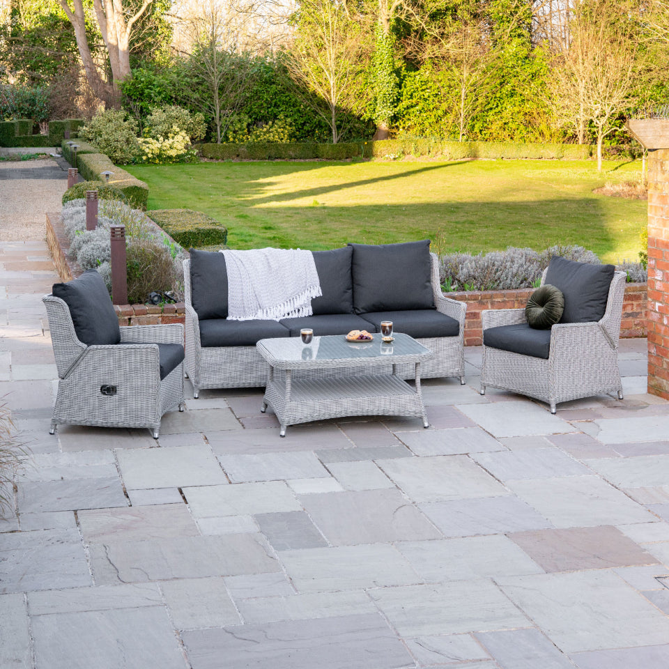 Talia Grande Rattan 3 Seater Sofa Set Lounging Set in White Wash