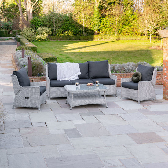 Talia Grande Rattan 3 Seater Sofa Set Lounging Set in White Wash