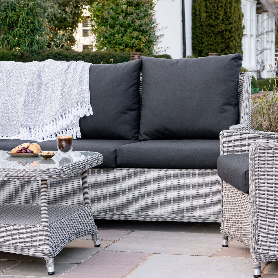 Talia Grande Rattan 3 Seater Sofa Set Lounging Set in White Wash