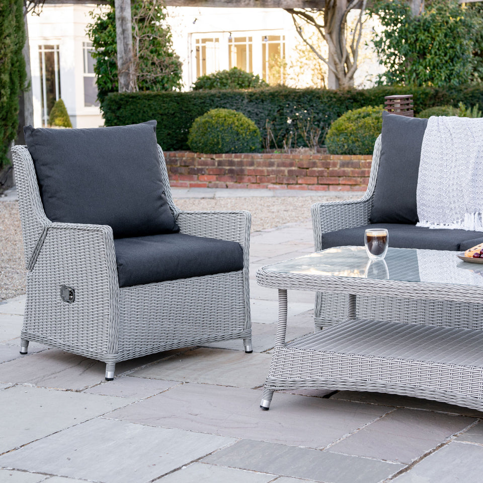 Talia Grande Rattan 3 Seater Sofa Set Lounging Set in White Wash