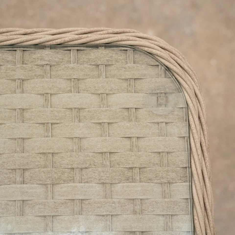 Audrey Rattan Sun Lounger Set of 2 and Side Table in Sahara