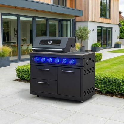 Riley Outdoor Kitchen 4 Burner Gas BBQ with Integrated Side Burner Modular Unit - Graphite Grey