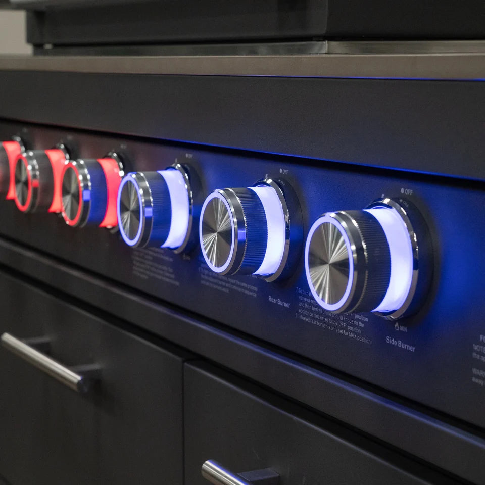 Riley Outdoor Kitchen 6 Burner Gas BBQ with Integrated Side Burner Modular Unit - Graphite Grey