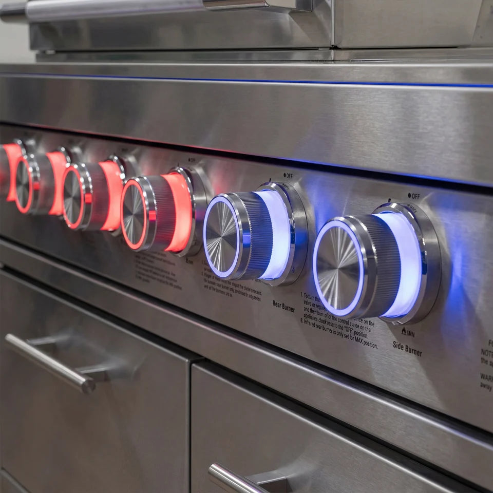 Stanley Outdoor Kitchen 6 Burner Gas BBQ with Integrated Side Burner Modular Unit - Stainless Steel