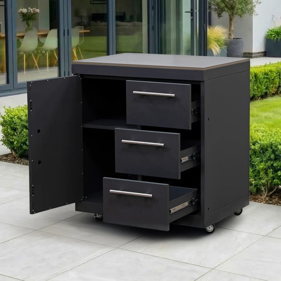 Riley Outdoor Kitchen Cupboard &amp; Drawer Modular Unit - Graphite Grey