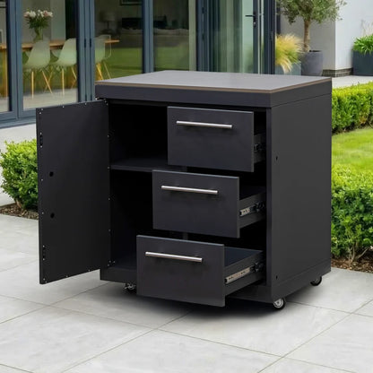 Riley Outdoor Kitchen Cupboard &amp; Drawer Modular Unit - Graphite Grey