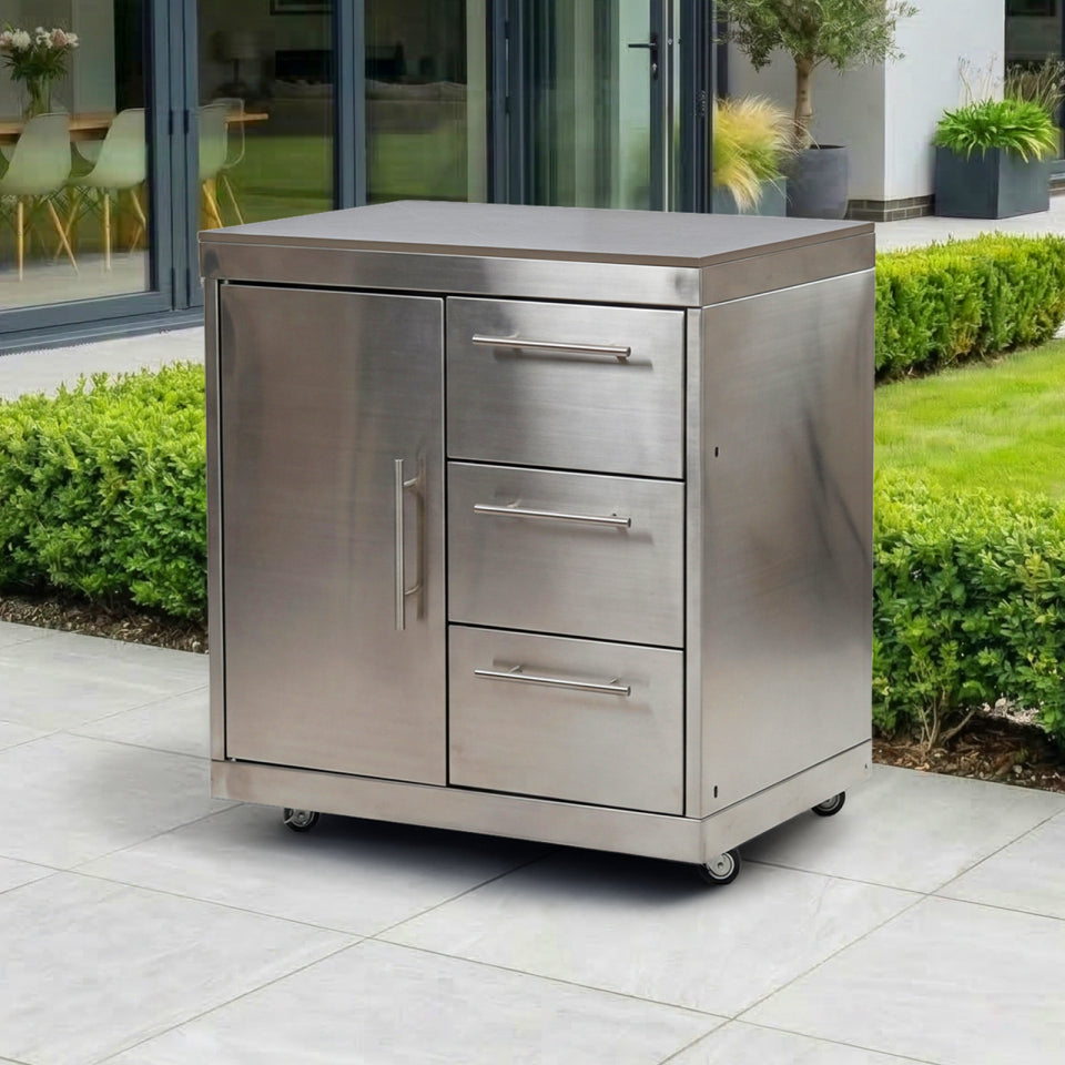 Stanley Outdoor Kitchen Cupboard &amp; Drawer Modular Unit - Stainless Steel
