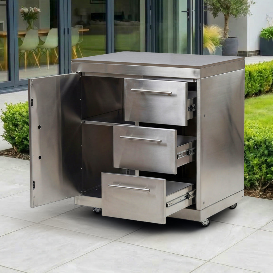 Stanley Outdoor Kitchen Cupboard &amp; Drawer Modular Unit - Stainless Steel