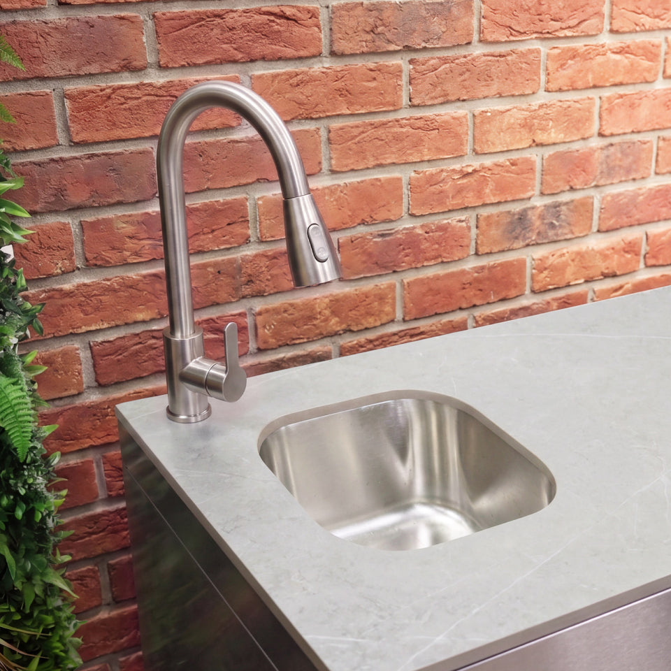Stanley Outdoor Kitchen Cupboard &amp; Drawer with Sink &amp; Tap Modular Unit - Stainless Steel