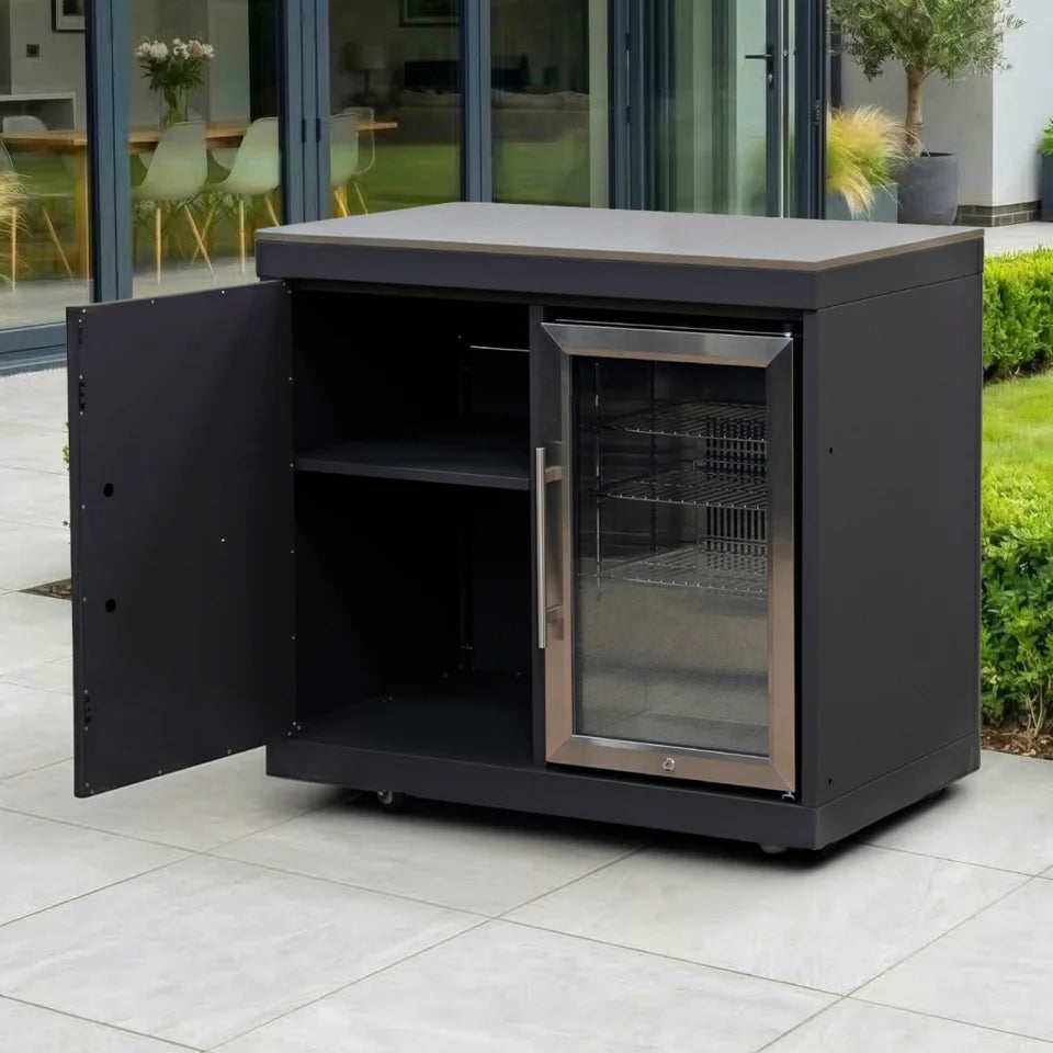 Riley Outdoor Kitchen Fridge &amp; Cupboard Modular Unit - Graphite Grey