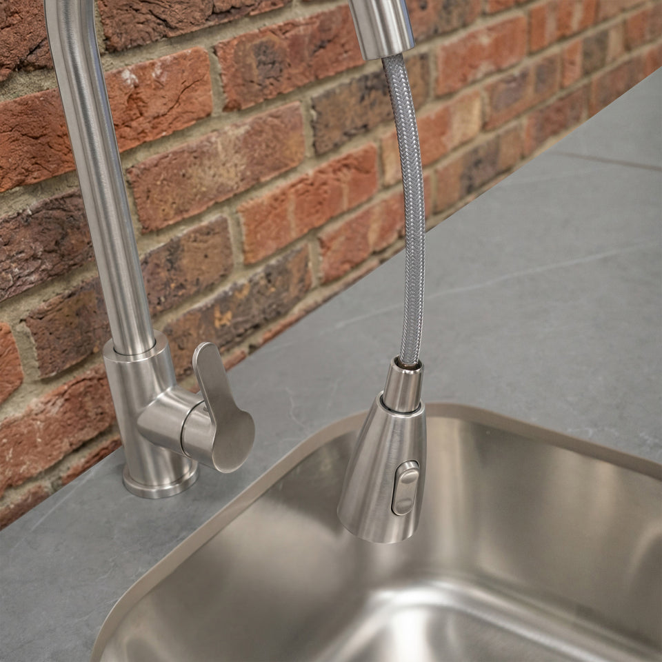 Stanley Outdoor Kitchen Fridge &amp; Cupboard with Sink &amp; Tap Modular Unit - Stainless Steel