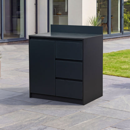 Oakley Outdoor Kitchen Cupboard &amp; Triple Drawer Modular Unit - Graphite Grey