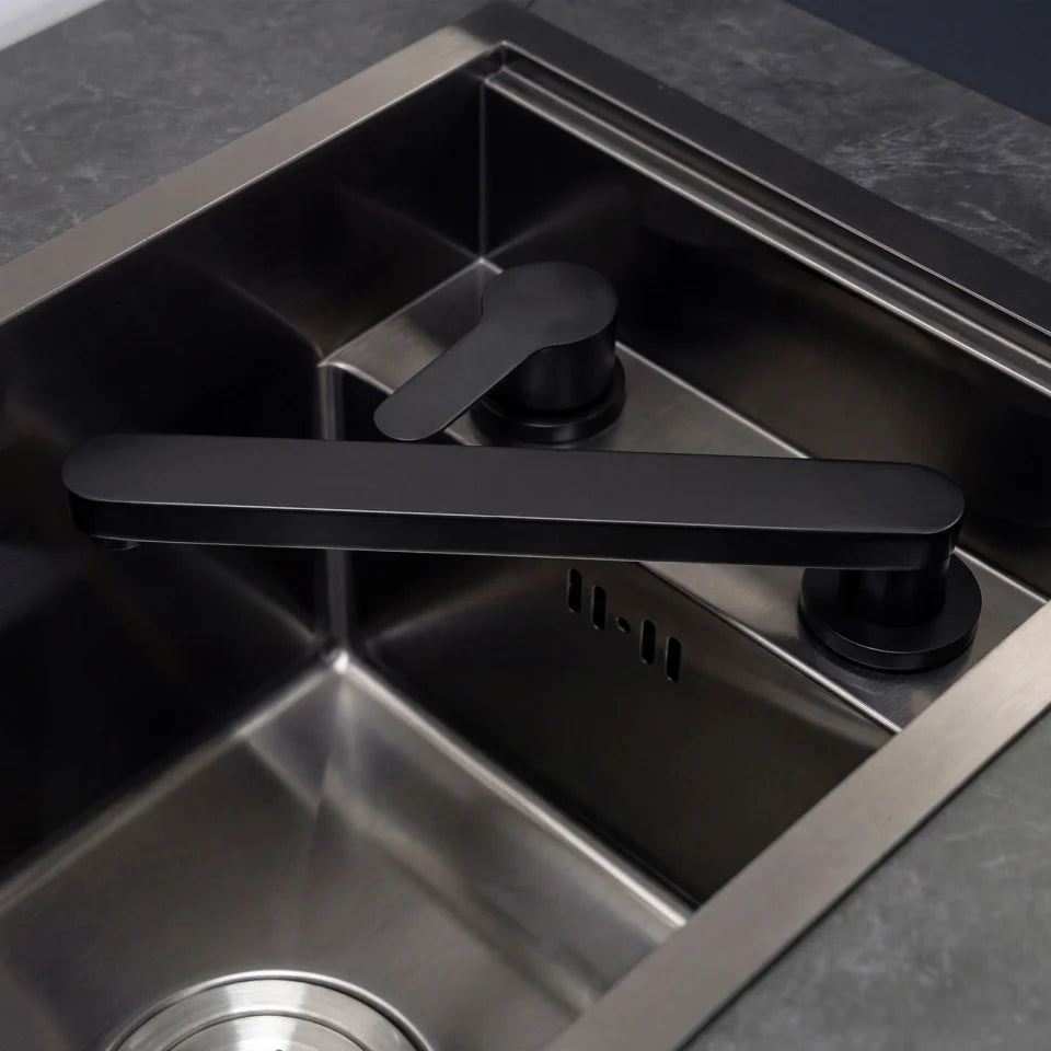 Oakley Outdoor Kitchen Cupboard &amp; Triple Drawer with Sink &amp; Foldable Tap Modular Unit - Graphite Grey