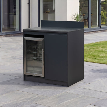 Oakley Outdoor Kitchen Fridge &amp; Cupboard Modular Unit - Graphite Grey