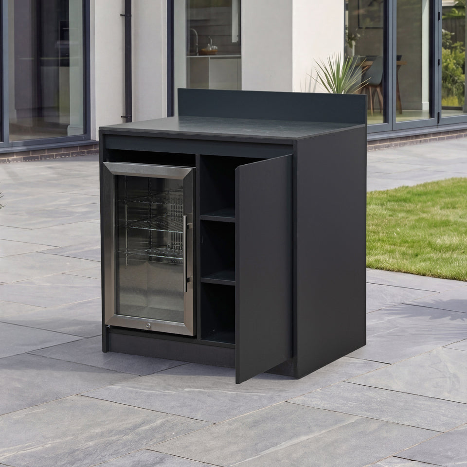 Oakley Outdoor Kitchen Fridge &amp; Cupboard Modular Unit - Graphite Grey