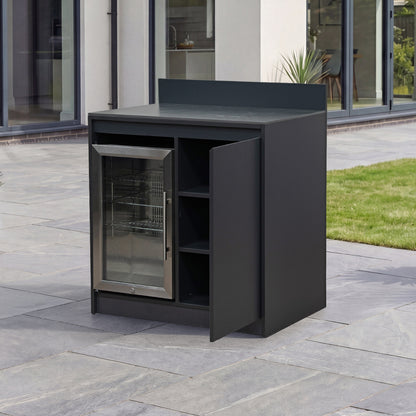 Oakley Outdoor Kitchen Fridge &amp; Cupboard Modular Unit - Graphite Grey
