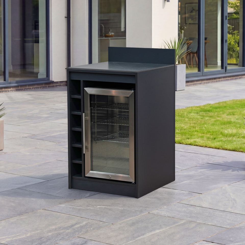 Oakley Outdoor Kitchen Wine Rack &amp; Fridge Modular Unit - Graphite Grey