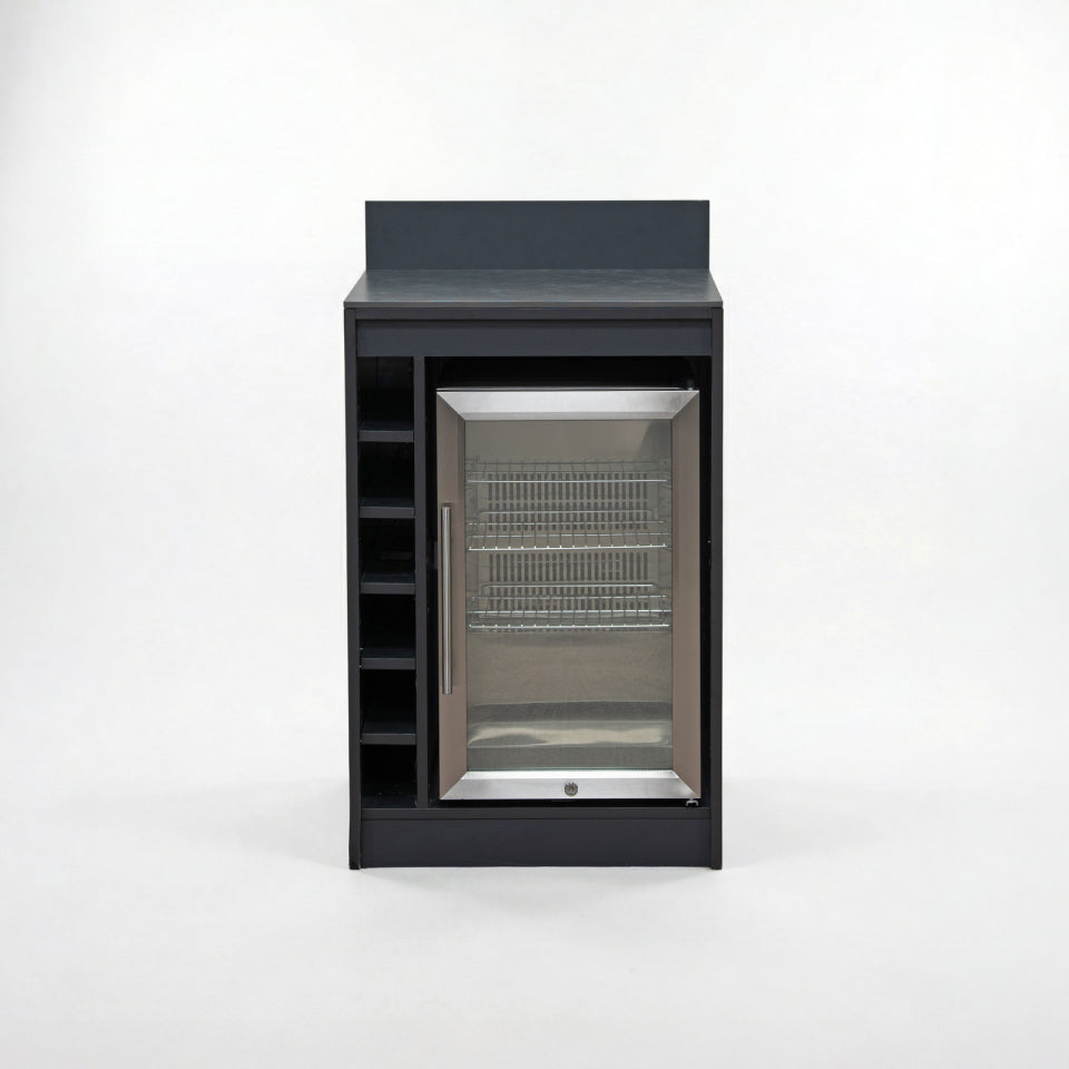 Oakley Outdoor Kitchen Wine Rack &amp; Fridge Modular Unit - Graphite Grey