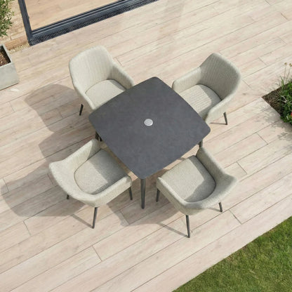Ally 4 Seat All Weather Fabric Aluminium Dining Set - Square Table in Oatmeal