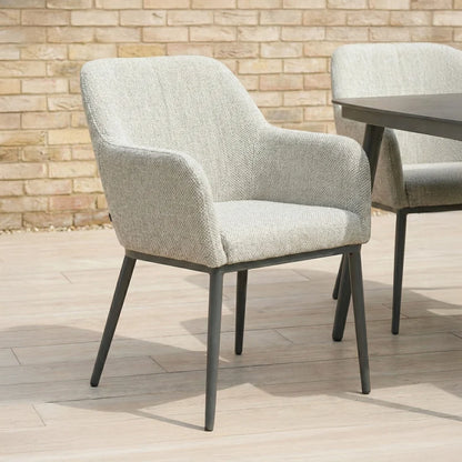 Ally 4 Seat All Weather Fabric Aluminium Dining Set - Square Table in Oatmeal