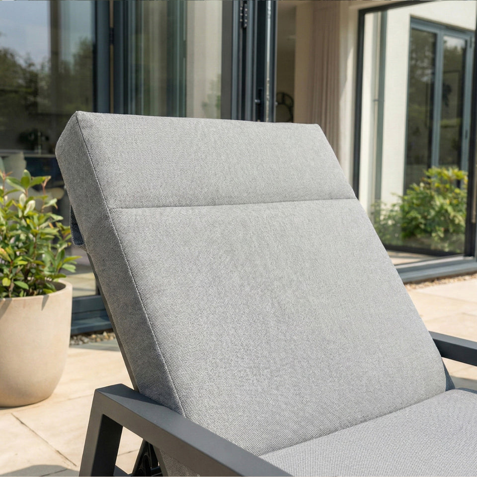 Vogue Aluminium Sun Lounger Set of 2 and Side Table in Graphite Grey
