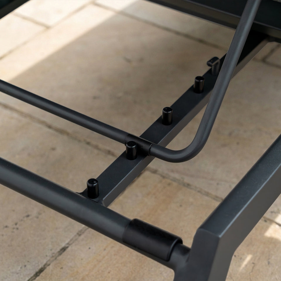 Vogue Aluminium Sun Lounger Set of 2 and Side Table in Graphite Grey