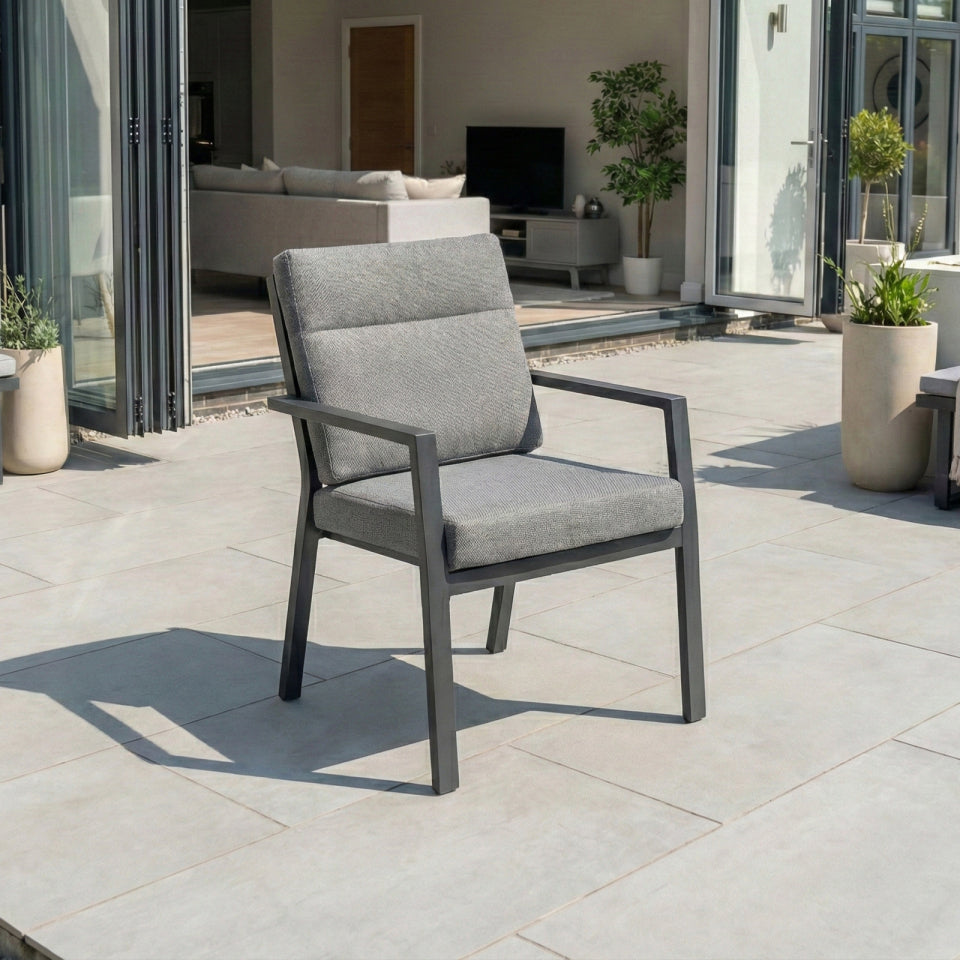 Vogue 4 Seat Aluminium Dining Set - Square Table in Graphite Grey