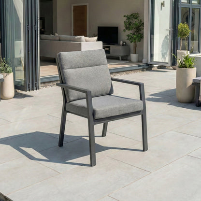 Vogue 4 Seat Aluminium Dining Set - Square Table in Graphite Grey