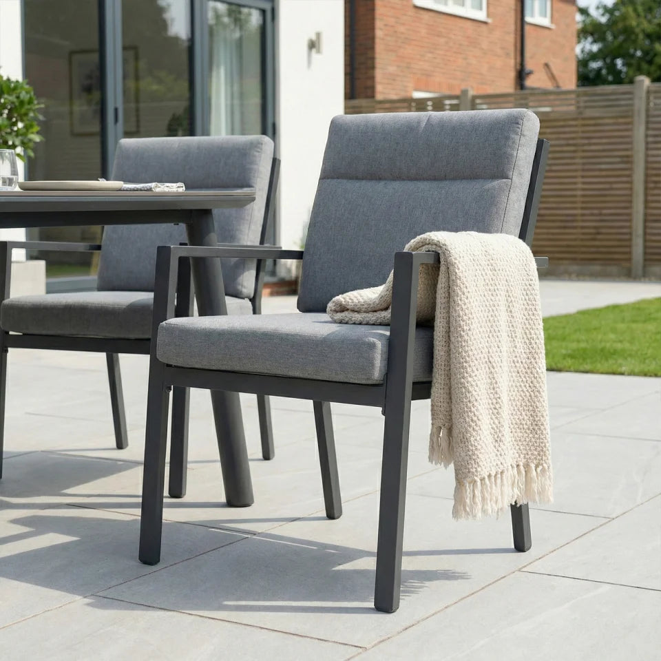 Vogue 6 Seat Aluminium Dining Set - Rectangular Table in Graphite Grey