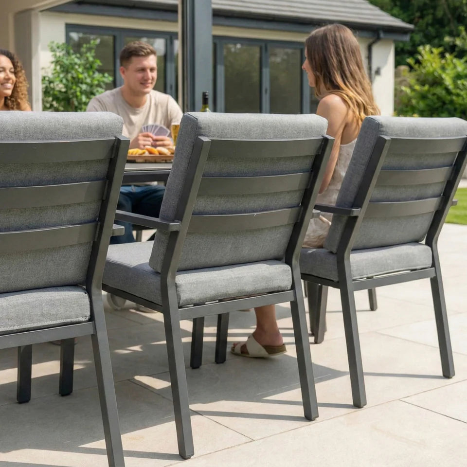 Vogue 8 Seat Aluminium Dining Set - Rectangular Table in Graphite Grey