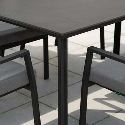 Vogue 8 Seat Aluminium Dining Set - Rectangular Table in Graphite Grey