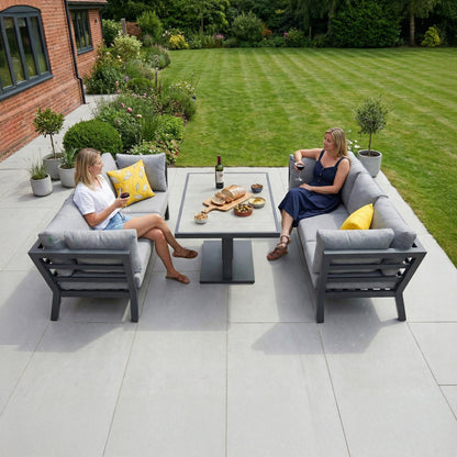 Emerson 3 Seater Sofa Aluminium Lounge Dining Set - Adjustable Rising Table in Graphite Grey