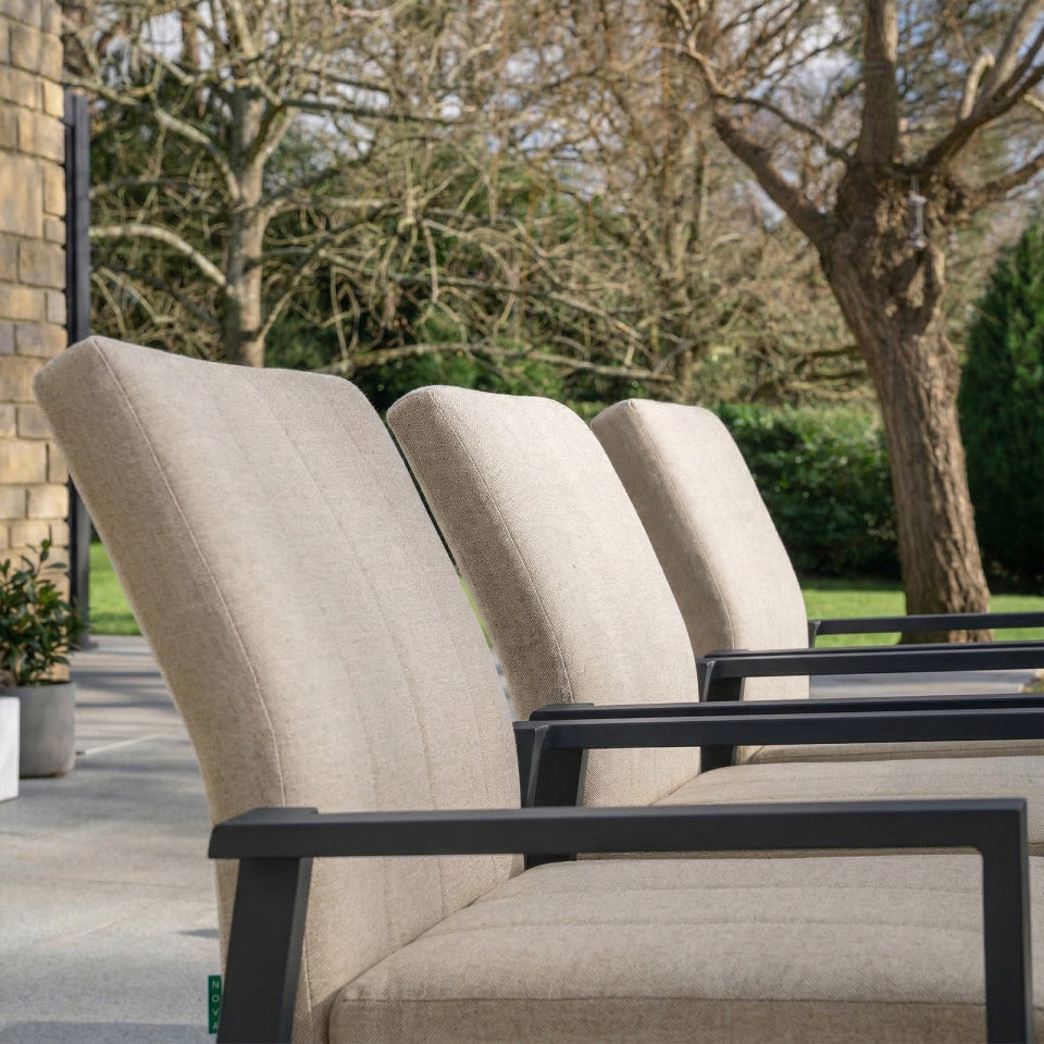 Ralph 8 Seat All Weather Fabric Aluminium Dining Set - Rectangular Table in Oatmeal