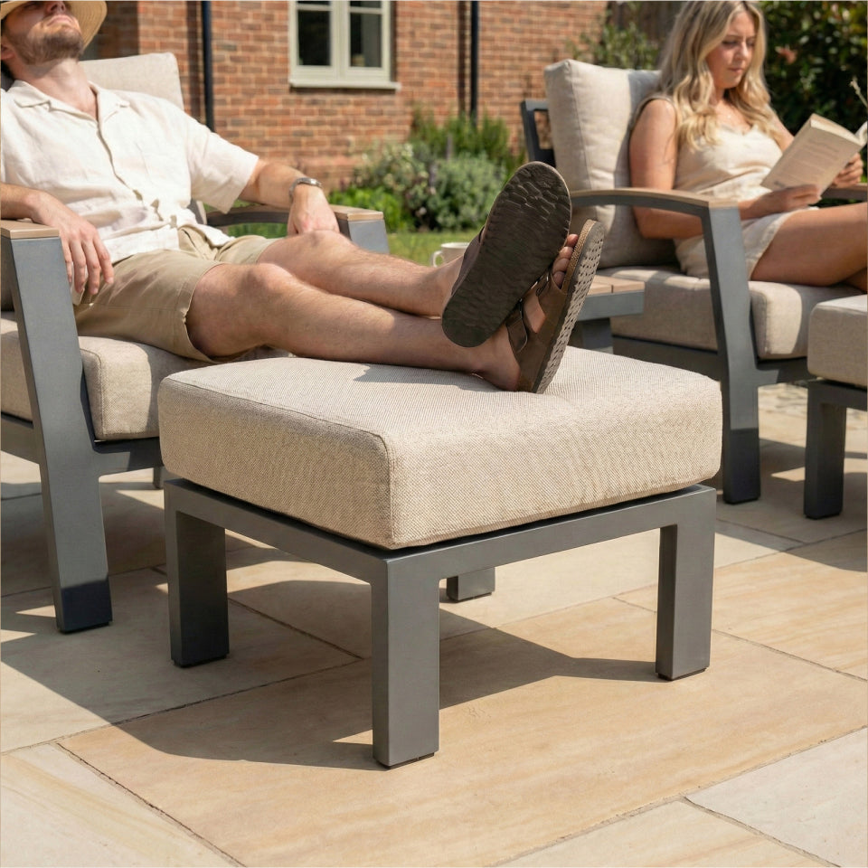 Leah Aluminium Wood Look 5 Piece Lounging Set in Graphite Grey