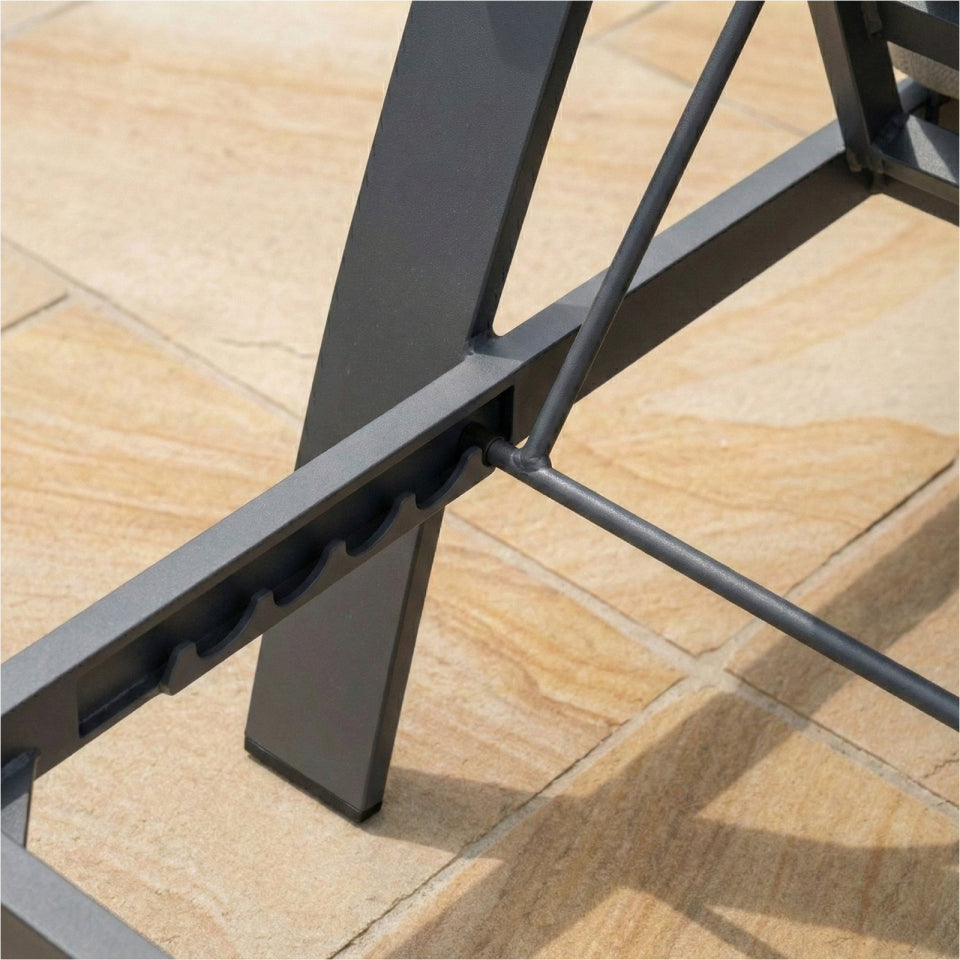 Leah Aluminium Wood Look Sun Lounger Set of 2 and Side Table in Graphite Grey