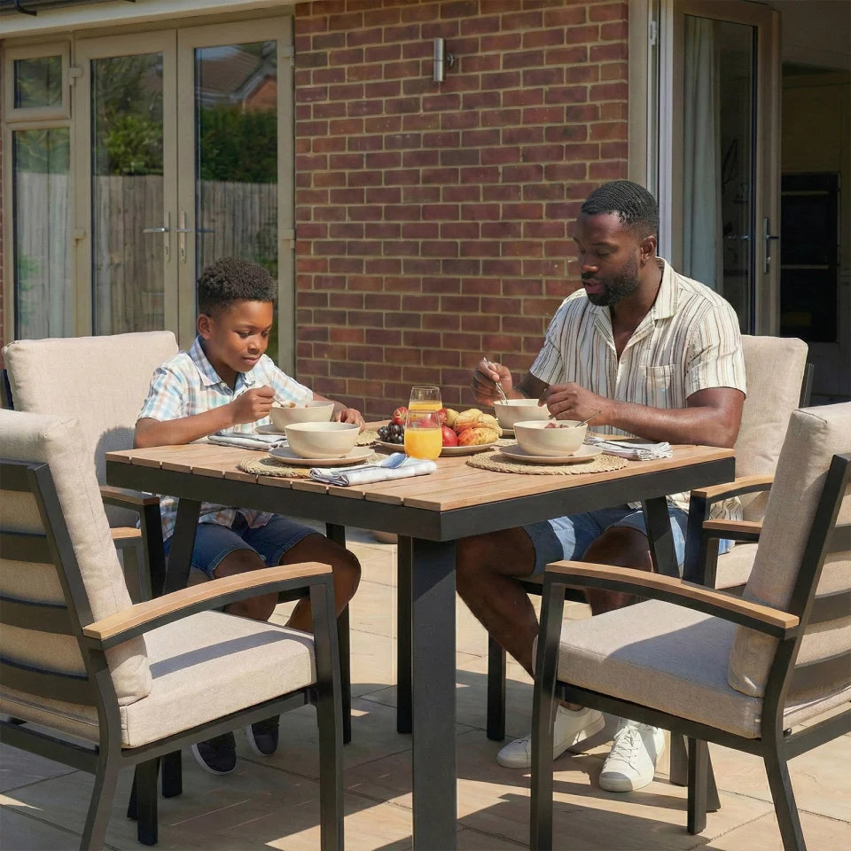 Leah 4 Seat Square Aluminium Dining Set in Graphite Grey