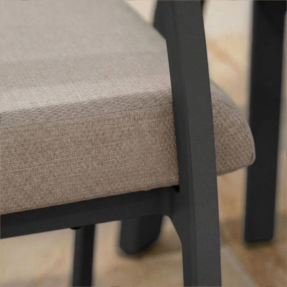 Leah 4 Seat Square Aluminium Dining Set in Graphite Grey