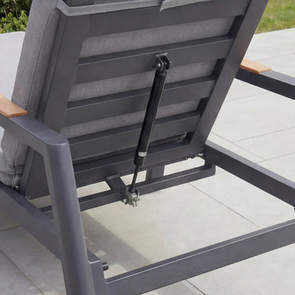 Isaac Aluminium Sun Lounger Set of 2 and Side Table in Graphite Grey