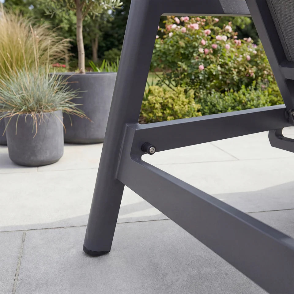 Isaac Aluminium Sun Lounger Set of 2 and Side Table in Graphite Grey