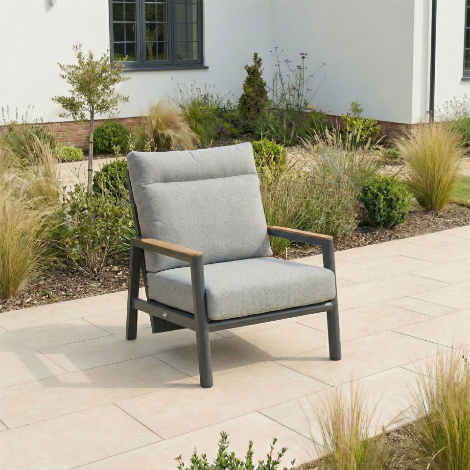 Isaac Aluminium Reclining Lounge Armchair in Graphite Grey