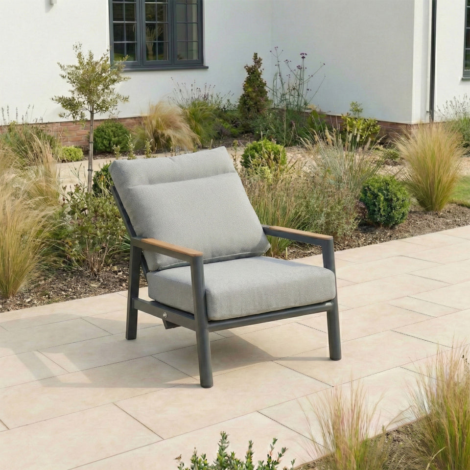 Isaac Aluminium Reclining Lounge Armchair in Graphite Grey