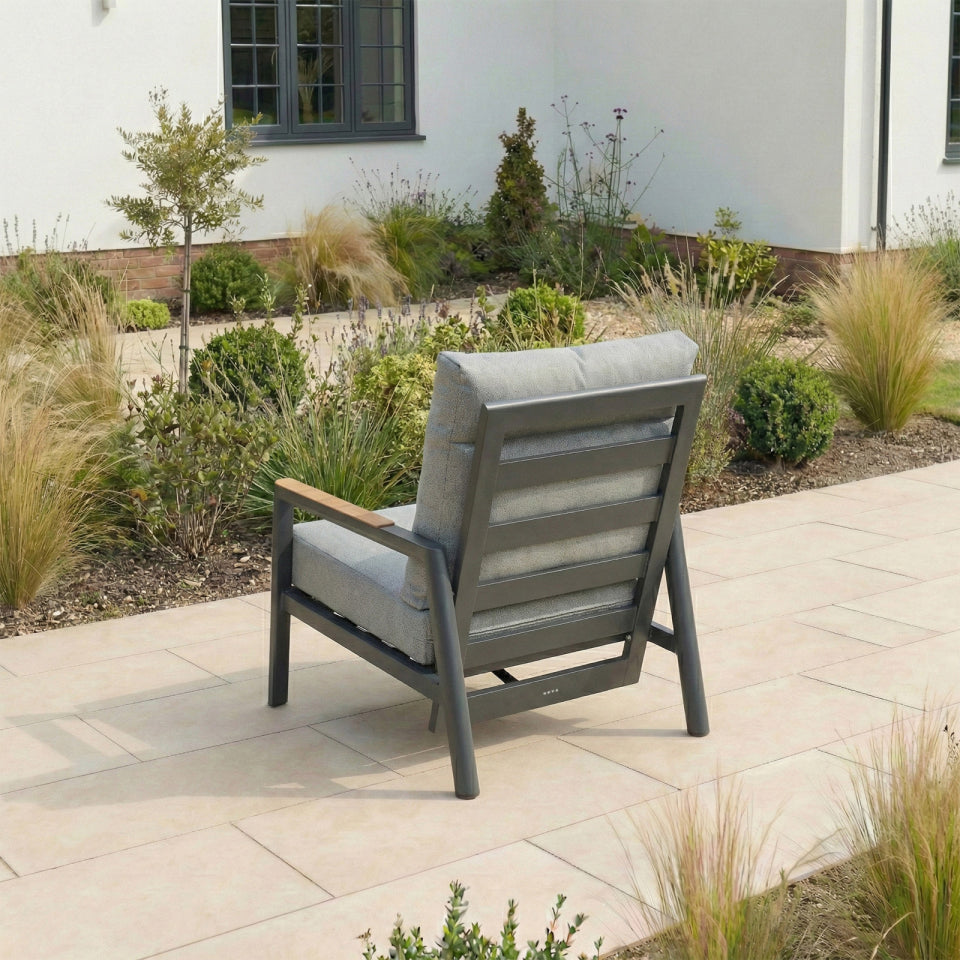 Isaac Aluminium Reclining Lounge Armchair in Graphite Grey