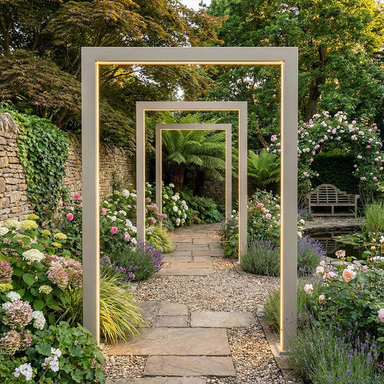 Legacy PergolArch Aluminium LED Garden Archway in Pebble - 1.5m with Power Pack