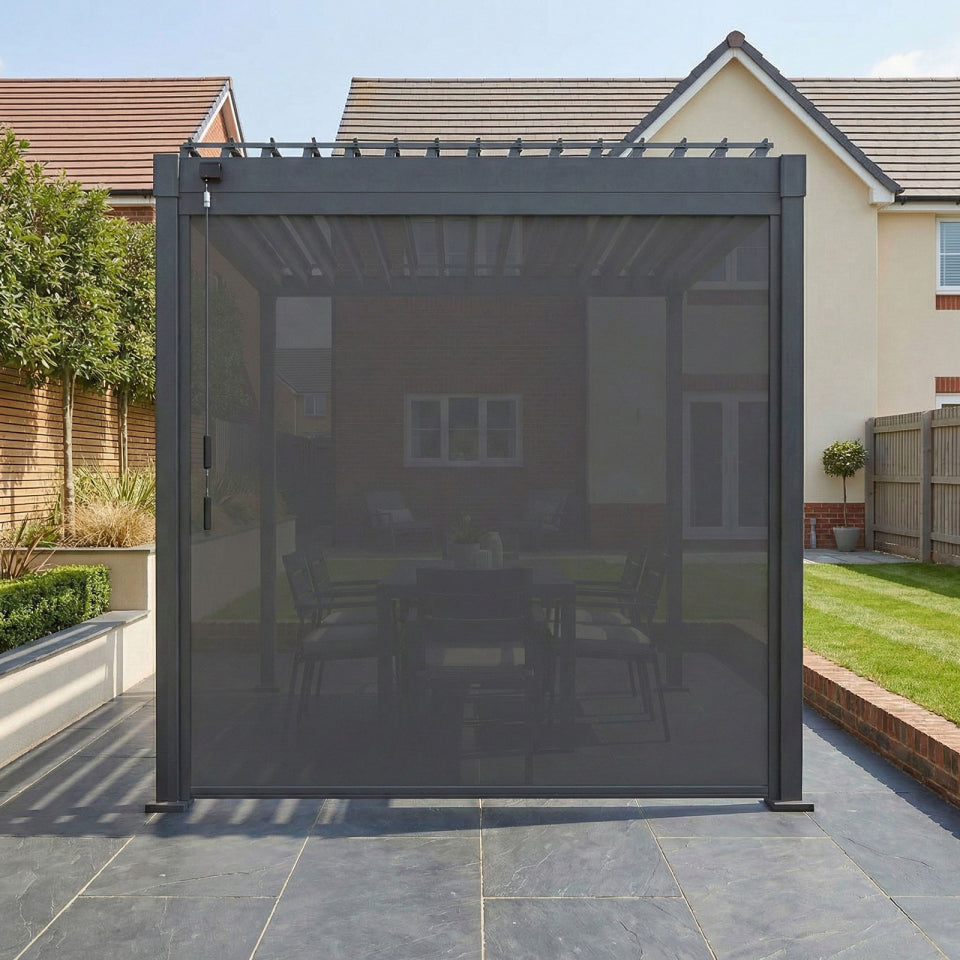 Shadow Texteline Side Screen - 2.4m in Graphite Grey