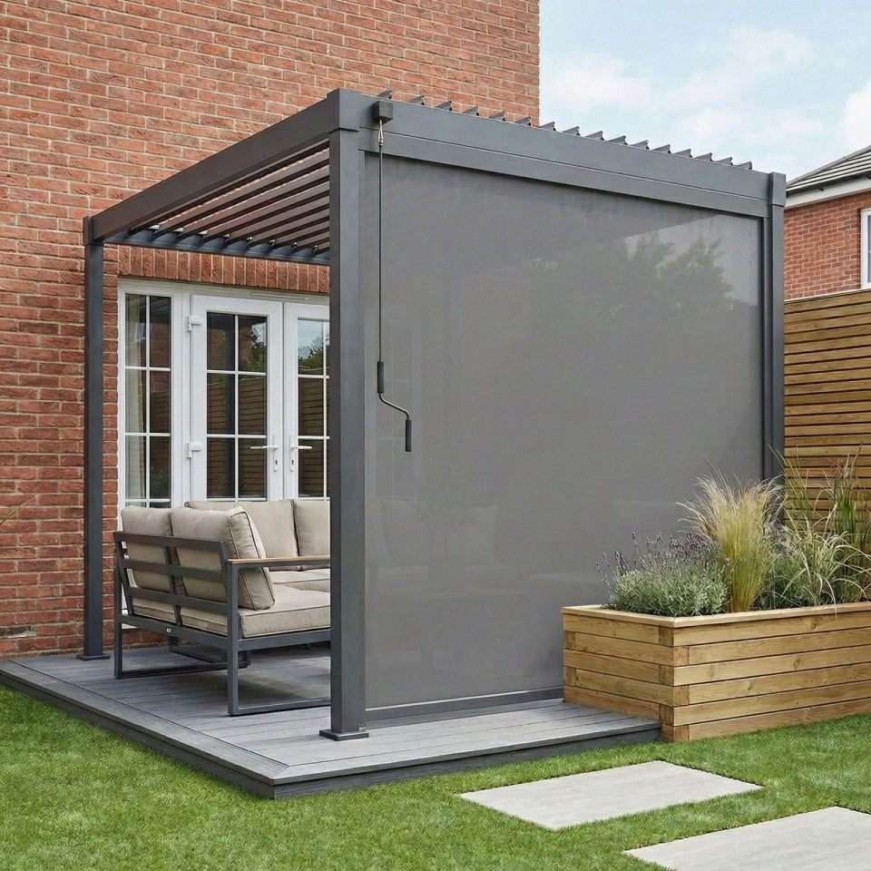 Shadow Texteline Side Screen - 2.4m in Graphite Grey