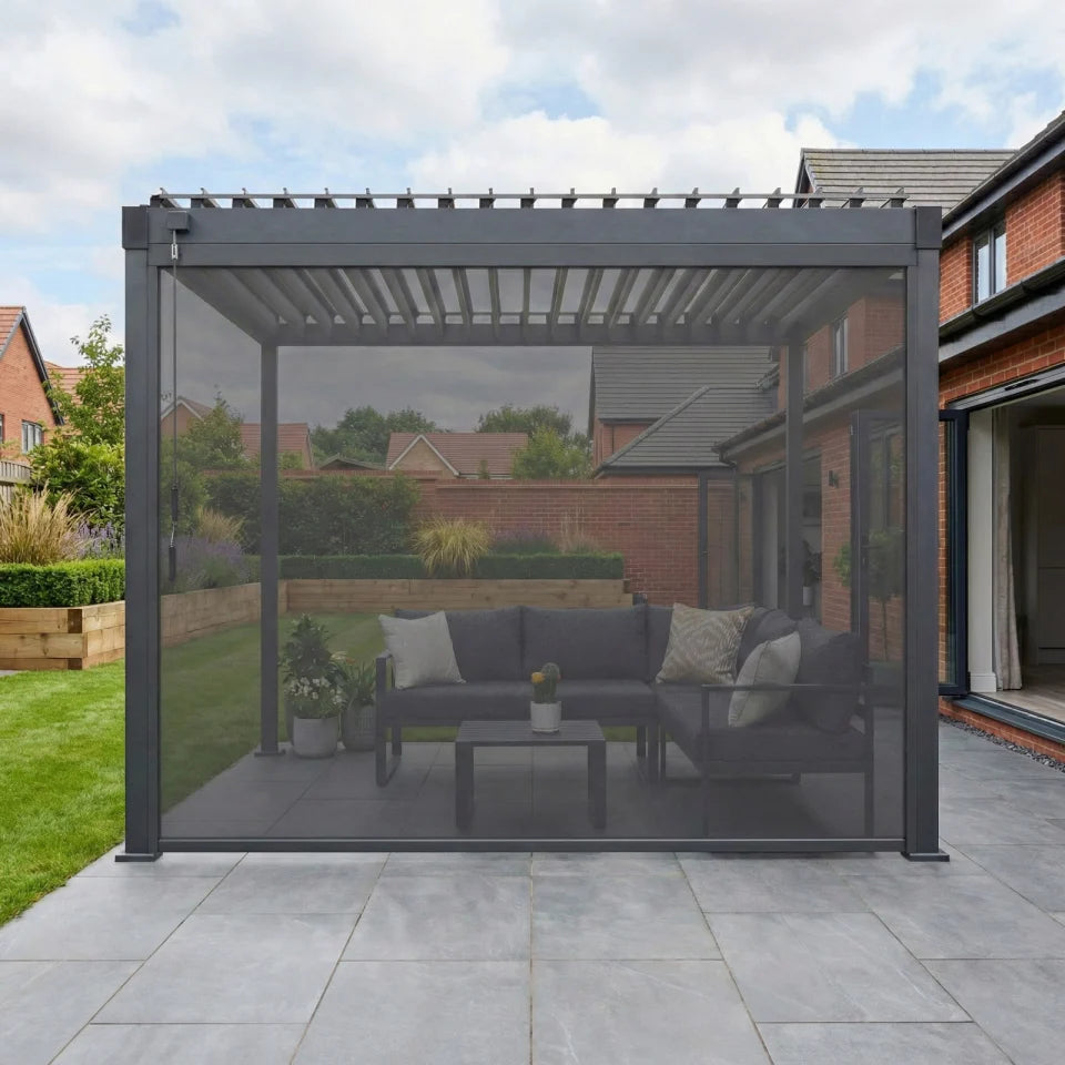 Shadow Texteline Side Screen - 3.0m in Graphite Grey